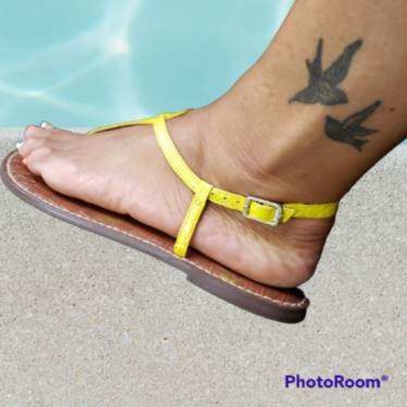Sam Edelman Size 8.5 M Gigi T Bar Yellow Crocodile Leather Thong Sandals - Picture 10 of 12